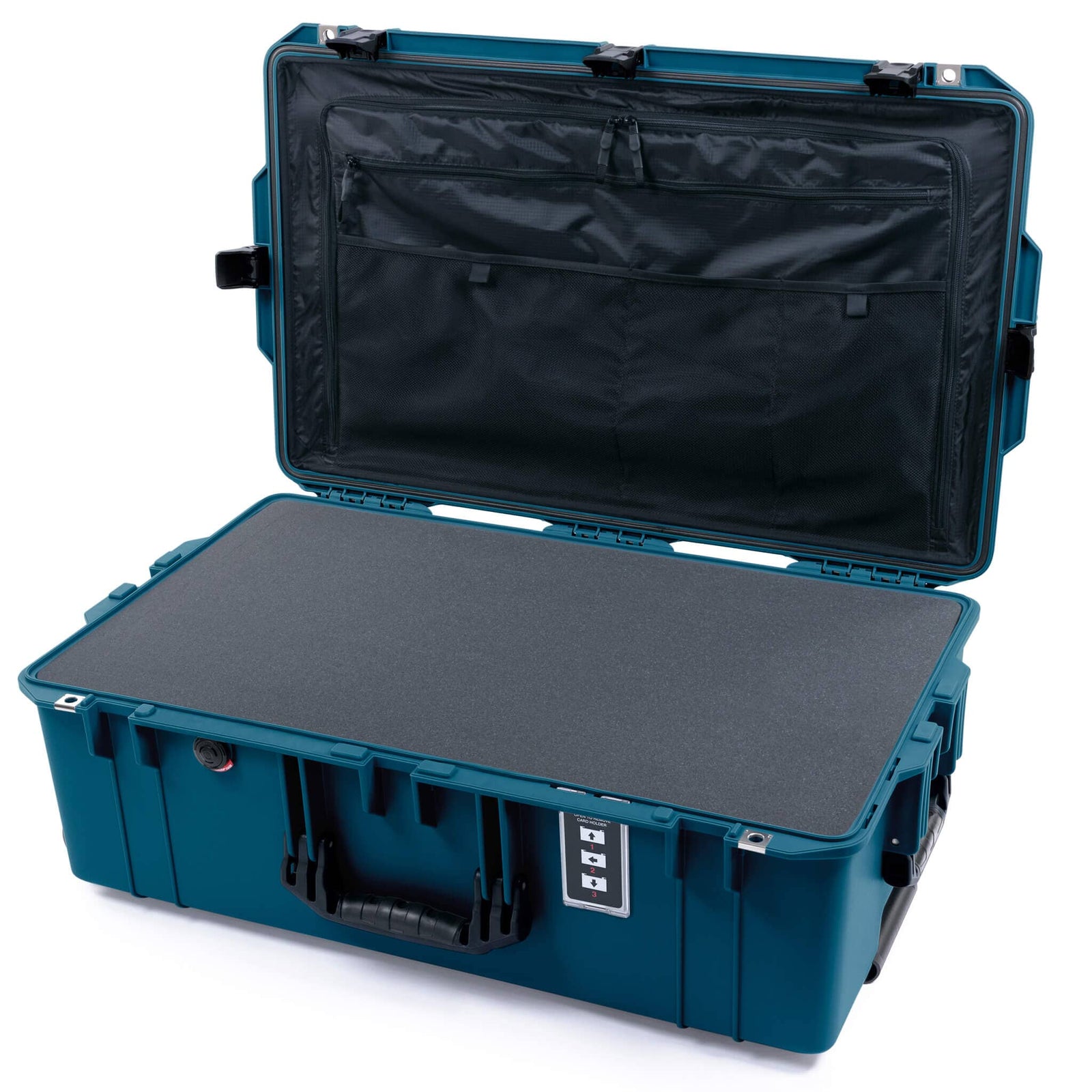 Pelican 1595 Air Case, Indigo with Black Handles & Latches Pick & Pluck Foam with Combo-Pouch Lid Organizer ColorCase 015950-0301-500-111