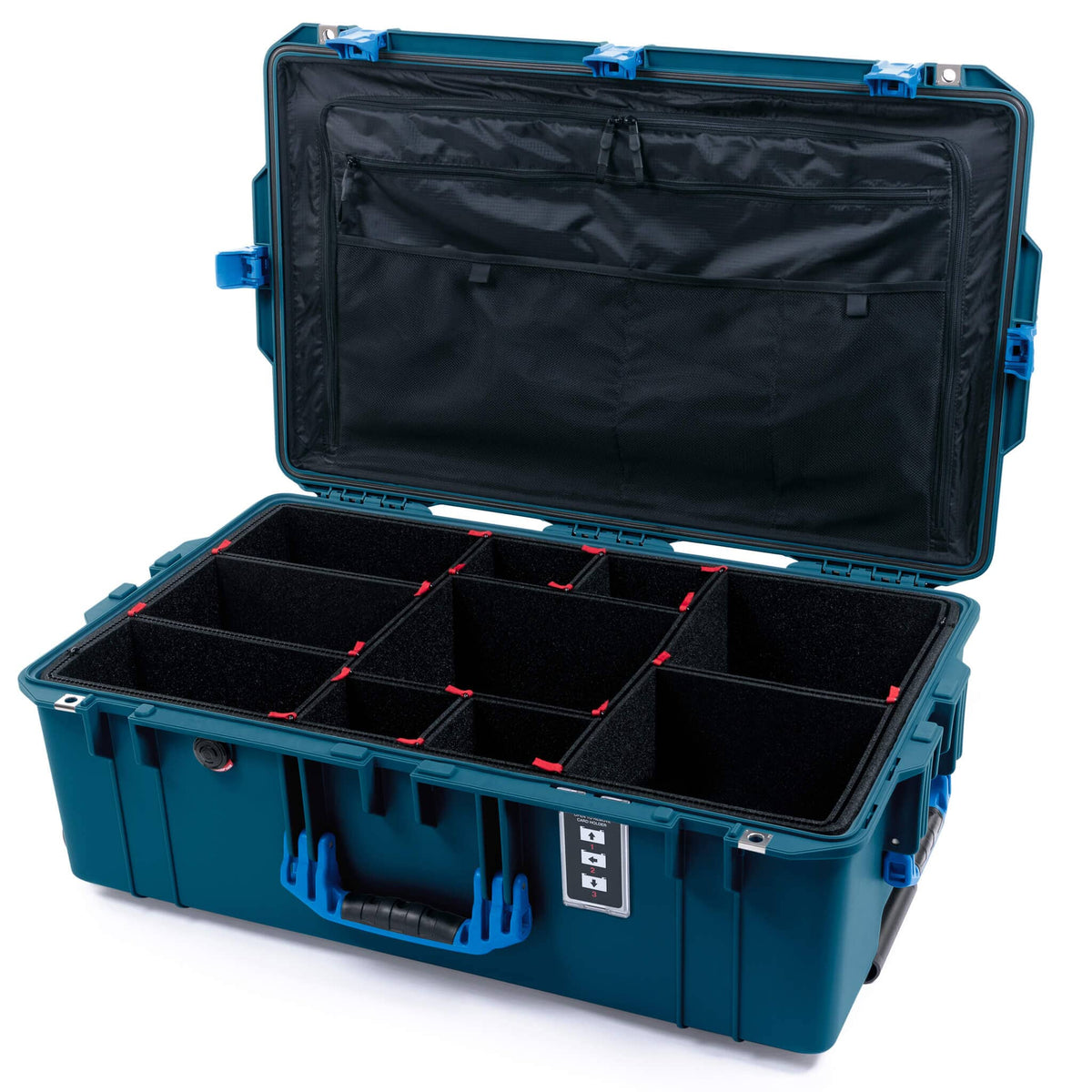 Pelican 1595 Air Case, Indigo with Blue Handles &amp; Latches TrekPak Divider System with Combo-Pouch Lid Organizer ColorCase 015950-0320-500-121