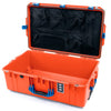 Pelican 1595 Air Case, Orange with Blue Handles & Push-Button Latches Mesh Lid Organizer Only ColorCase 015950-0100-150-121