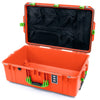 Pelican 1595 Air Case, Orange with Lime Green Handles & Latches Mesh Lid Organizer Only ColorCase 015950-0100-150-301