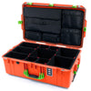 Pelican 1595 Air Case, Orange with Lime Green Handles & Latches TrekPak Divider System with Laptop Computer Lid Pouch ColorCase 015950-0220-150-301