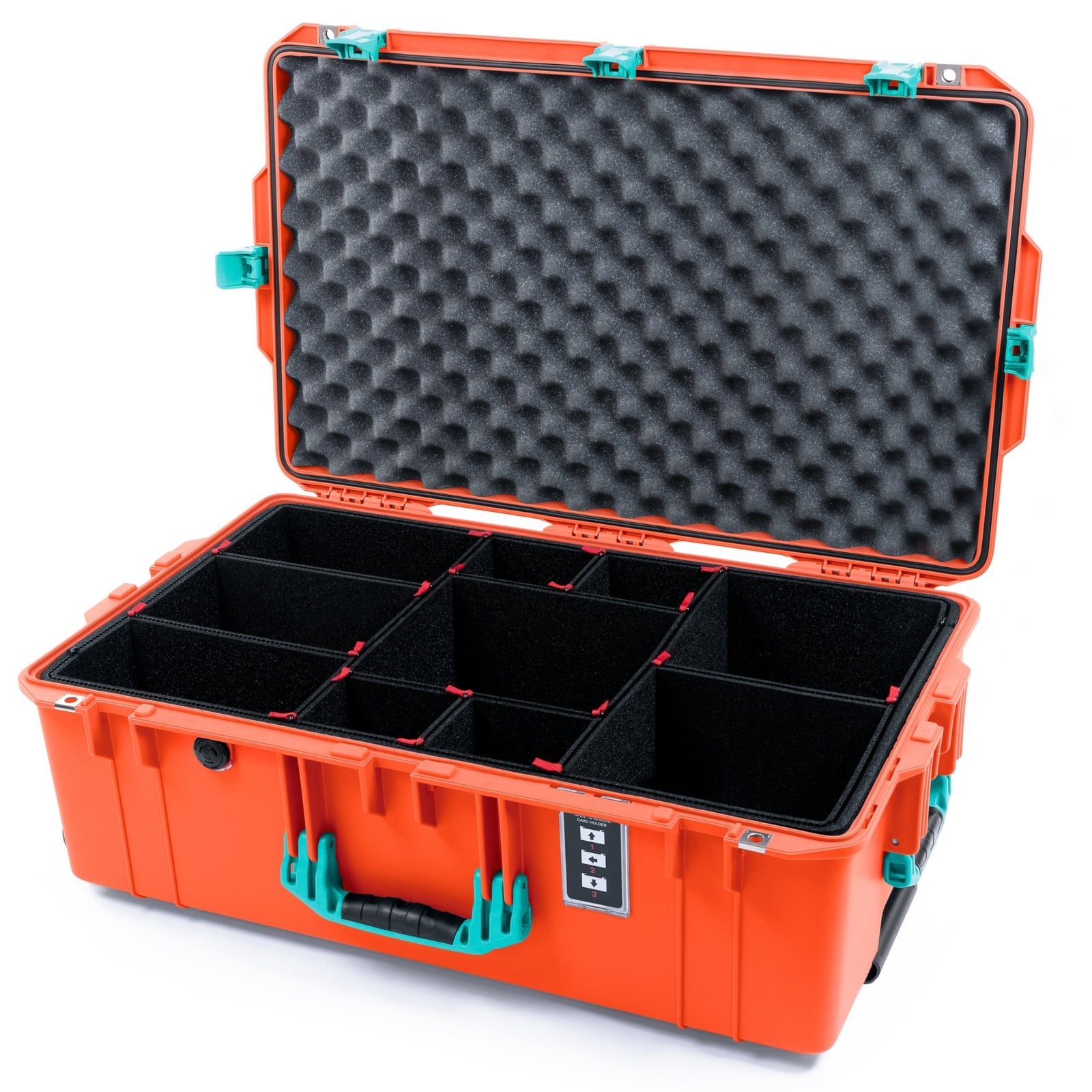 Pelican 1595 Air Case - Orange & Teal - TrekPak Divider System / Lid Foam