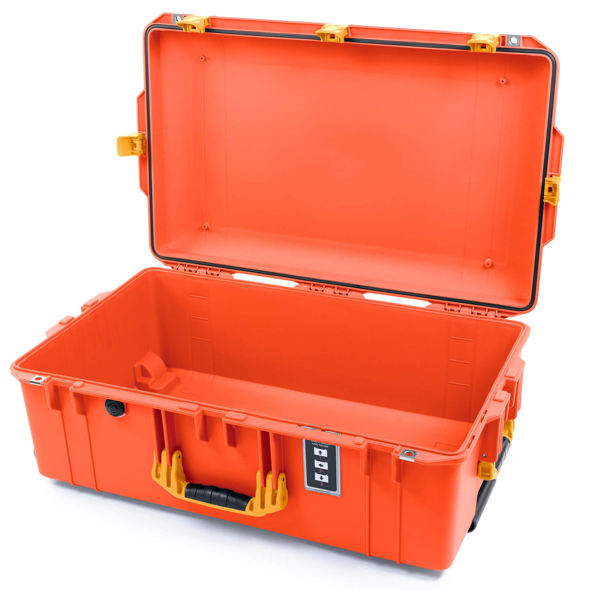 Pelican 1595 Air Case, Orange with Yellow Handles &amp; Push-Button Latches None (Case Only) ColorCase 015950-0000-150-240