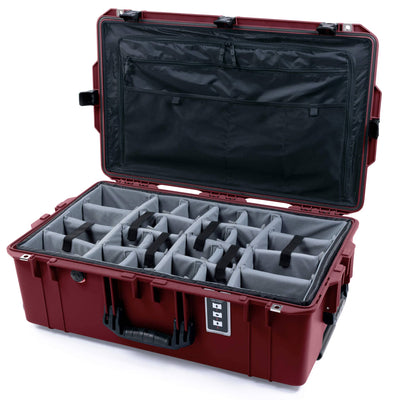 Pelican 1595 Air Case, Oxblood with Black Handles & Latches Gray Padded Microfiber Dividers with Combo-Pouch Lid Organizer ColorCase 015950-0370-510-111