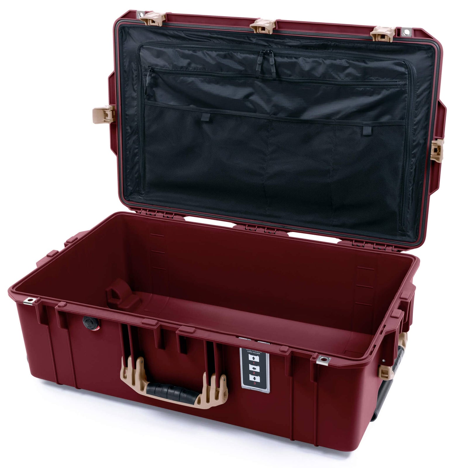 Pelican 1595 Air Case, Oxblood with Desert Tan Handles & Latches Combo-Pouch Lid Organizer Only ColorCase 015950-0300-510-311