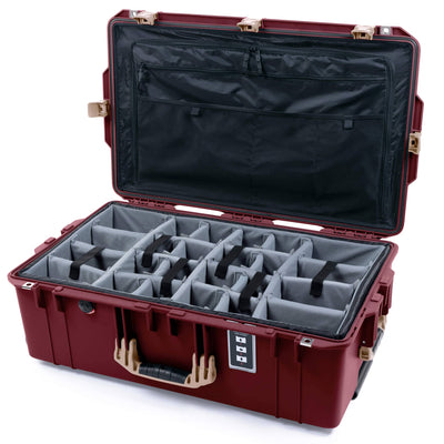 Pelican 1595 Air Case, Oxblood with Desert Tan Handles & Latches Gray Padded Microfiber Dividers with Combo-Pouch Lid Organizer ColorCase 015950-0370-510-311