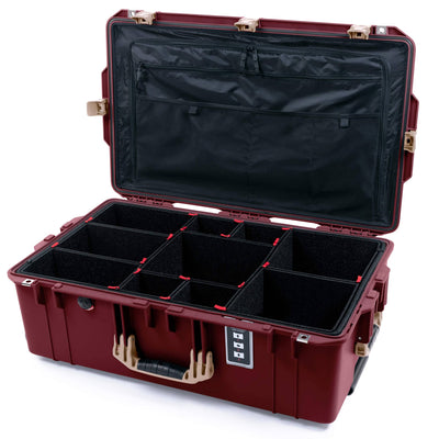 Pelican 1595 Air Case, Oxblood with Desert Tan Handles & Latches TrekPak Divider System with Combo-Pouch Lid Organizer ColorCase 015950-0320-510-311