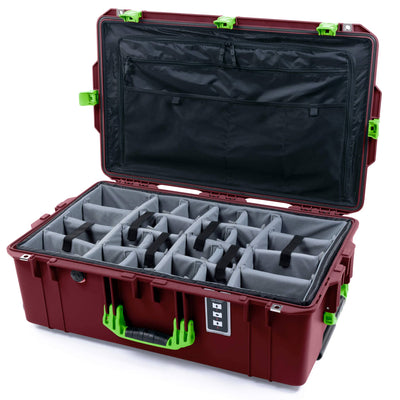 Pelican 1595 Air Case, Oxblood with Lime Green Handles & Latches ColorCase