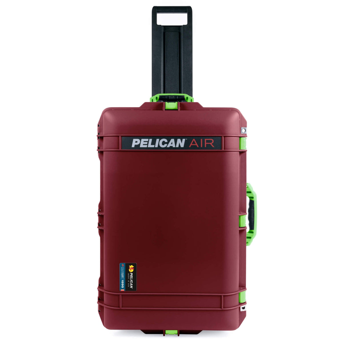 Pelican 1595 Air Case, Oxblood with Lime Green Handles &amp; Latches ColorCase 