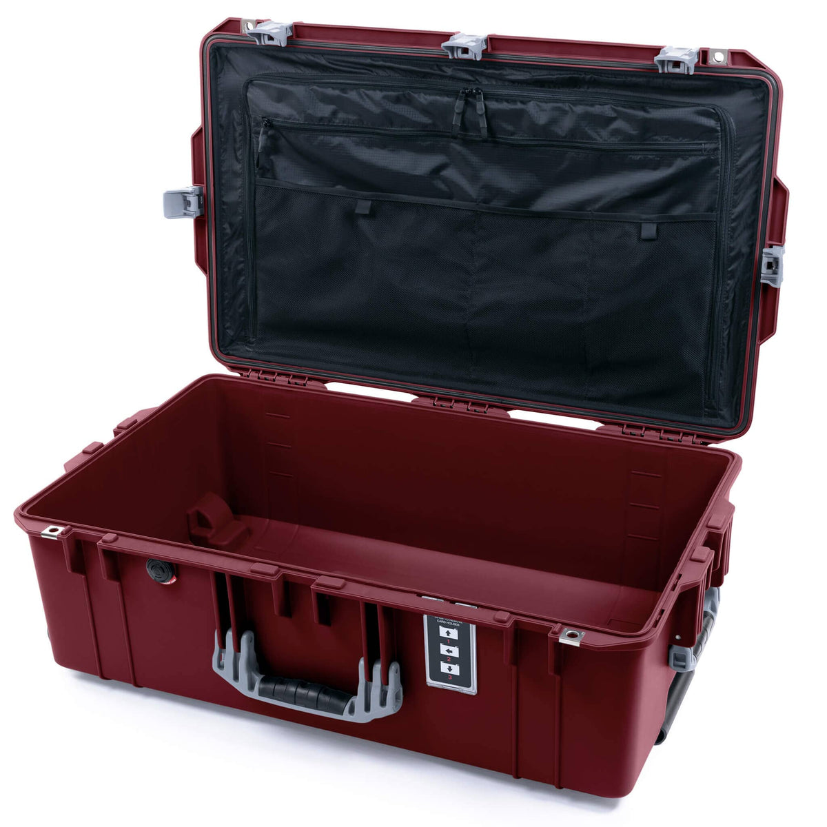 Pelican 1595 Air Case, Oxblood with Silver Handles &amp; Latches Combo-Pouch Lid Organizer Only ColorCase 015950-0300-510-181