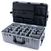 Pelican 1595 Air Case, Silver with Black Handles & Push-Button Latches Gray Padded Microfiber Dividers with Laptop Computer Lid Pouch ColorCase 015950-0270-180-110