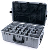 Pelican 1595 Air Case, Silver with Black Handles & Push-Button Latches Gray Padded Microfiber Dividers with Mesh Lid Organizer ColorCase 015950-0170-180-110