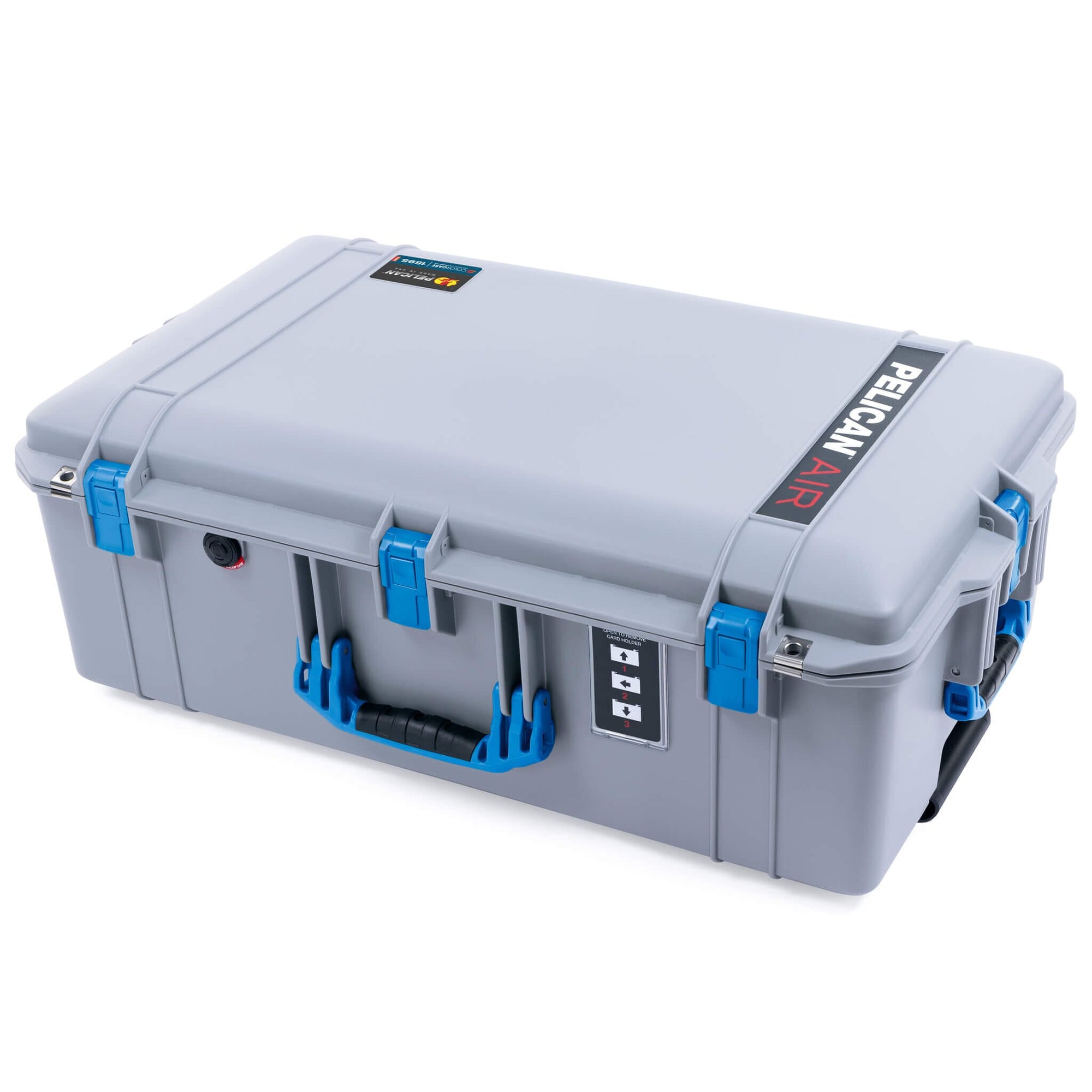 Pelican 1595 Air Case, Silver with Blue Handles & Push-Button Latches ColorCase 
