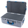Pelican 1595 Air Case, Silver with Blue Handles & Push-Button Latches Pick & Pluck Foam with Convoluted Lid Foam ColorCase 015950-0001-180-121