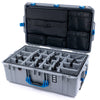 Pelican 1595 Air Case, Silver with Blue Handles & Push-Button Latches Gray Padded Microfiber Dividers with Laptop Computer Lid Pouch ColorCase 015950-0270-180-121