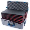 Pelican 1595 Air Case, Silver with Blue Handles & Push-Button Latches Custom Tool Kit (6 Foam Inserts with Convoluted Lid Foam) ColorCase 015950-0060-180-121