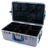 Pelican 1595 Air Case, Silver with Blue Handles & Push-Button Latches TrekPak Divider System with Mesh Lid Organizer ColorCase 015950-0120-180-121