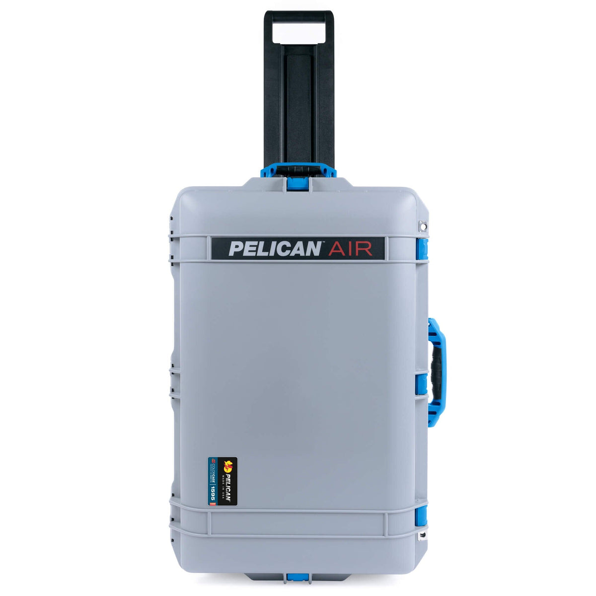Pelican 1595 Air Case, Silver with Blue Handles &amp; Push-Button Latches ColorCase 