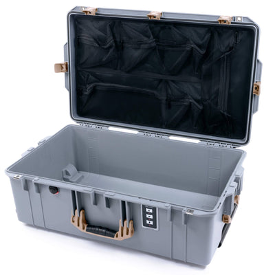 Pelican 1595 Air Case, Silver with Desert Tan Handles & Latches Mesh Lid Organizer Only ColorCase 015950-0100-110-311