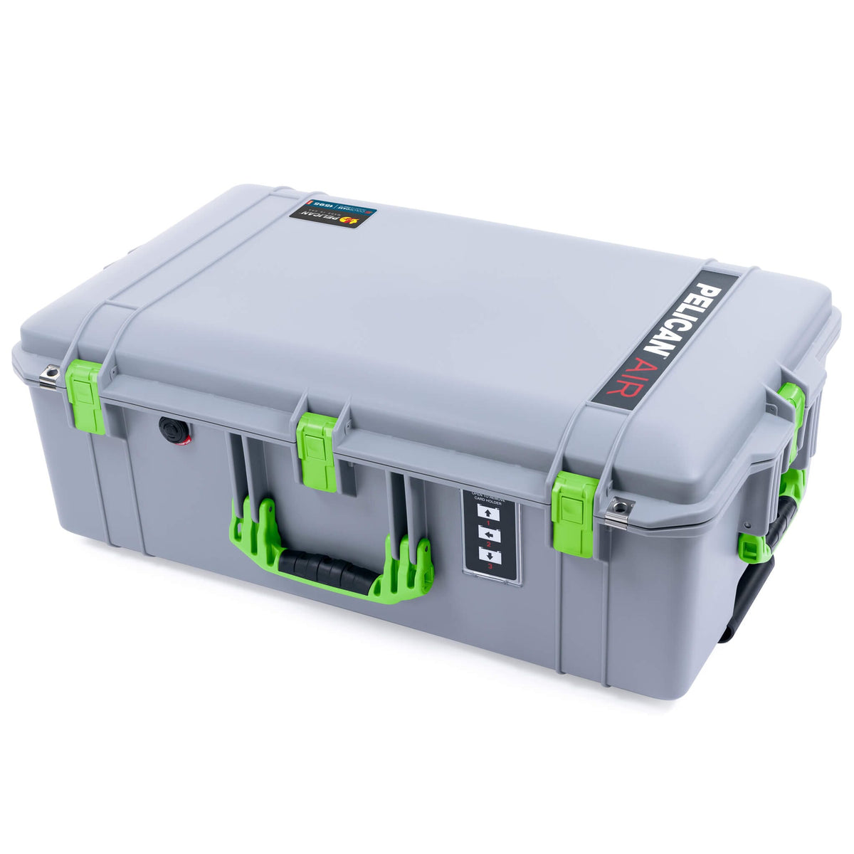 Pelican 1595 Air Case, Silver with Lime Green Handles &amp; Latches ColorCase 