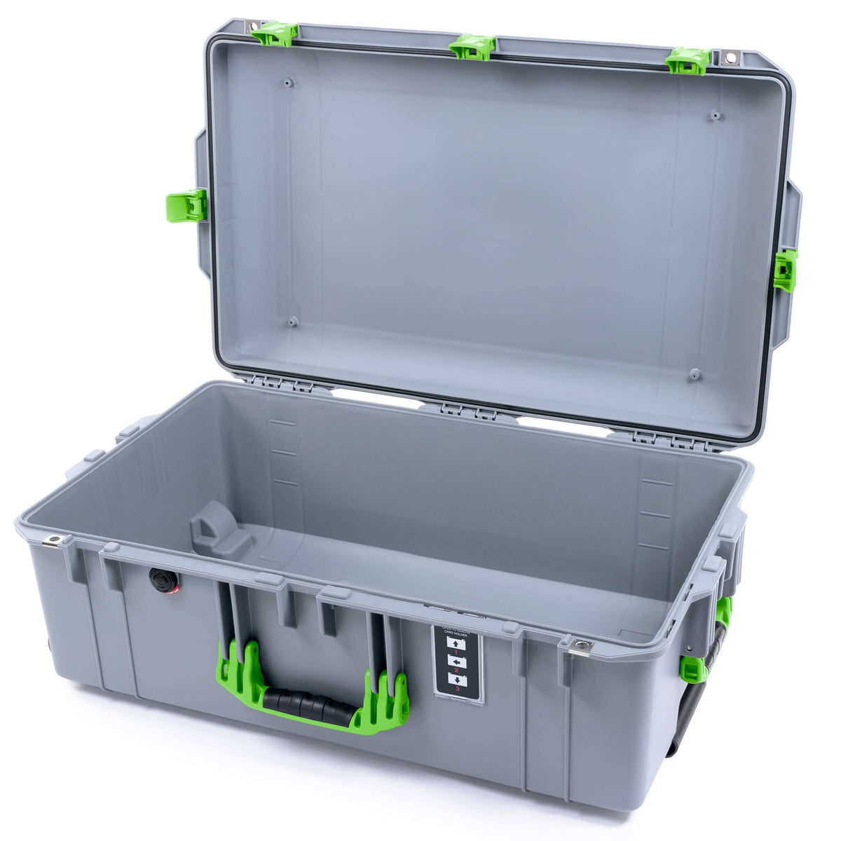 Pelican 1595 Air Case, Silver with Lime Green Handles &amp; Latches None (Case Only) ColorCase 015950-0000-180-301