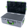 Pelican 1595 Air Case, Silver with Lime Green Handles & Latches Pick & Pluck Foam with Mesh Lid Organizer ColorCase 015950-0101-180-301