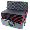 Pelican 1595 Air Case, Silver with Lime Green Handles & Latches Custom Tool Kit (6 Foam Inserts with Convoluted Lid Foam) ColorCase 015950-0060-180-301
