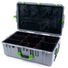 Pelican 1595 Air Case, Silver with Lime Green Handles & Latches TrekPak Divider System with Mesh Lid Organizer ColorCase 015950-0120-180-301