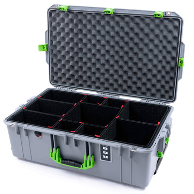 Pelican 1595 Air Case, Silver with Lime Green Handles & Latches TrekPak Divider System with Convoluted Lid Foam ColorCase 015950-0020-180-301