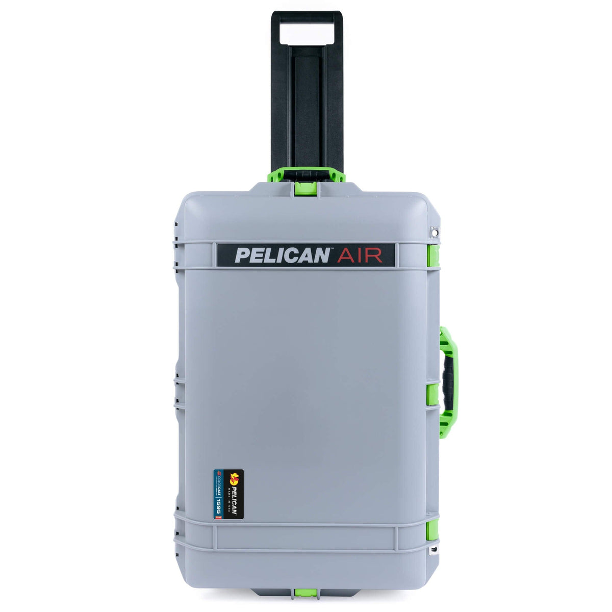 Pelican 1595 Air Case, Silver with Lime Green Handles &amp; Latches ColorCase 