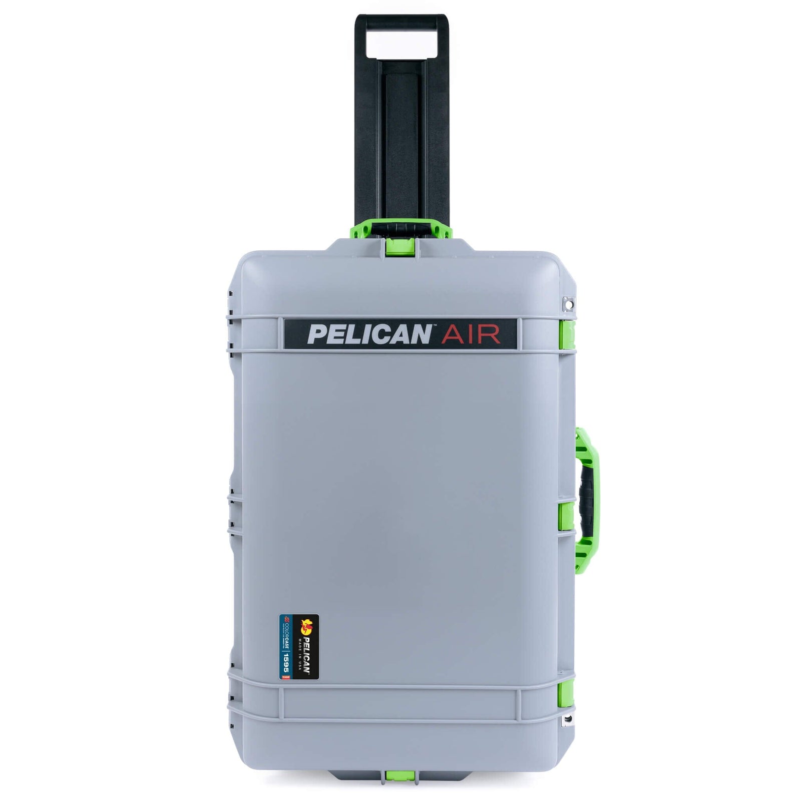 Pelican 1595 Air Case, Silver with Lime Green Handles & Latches ColorCase 