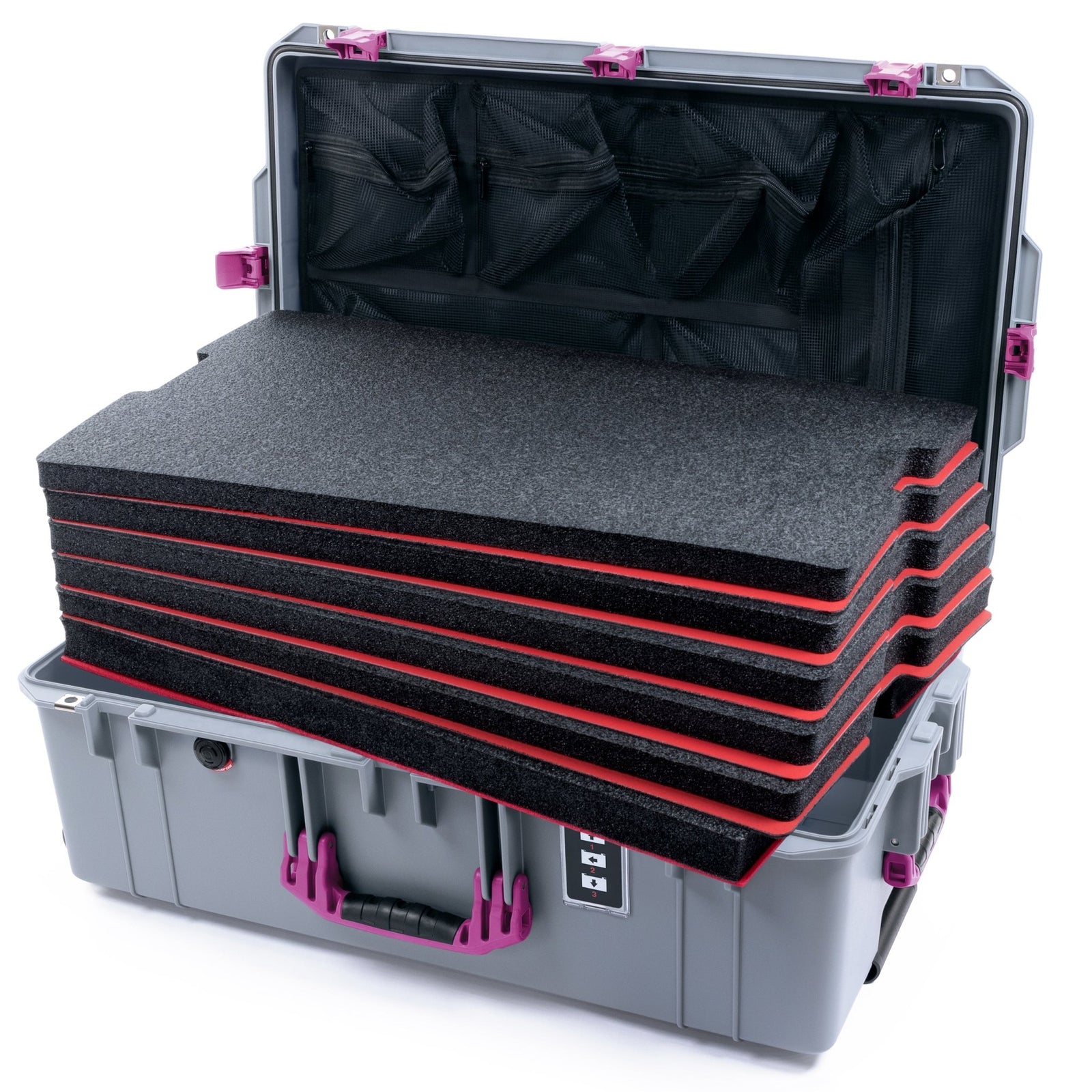 Pelican 1595 Air Case - Silver & Magenta - DIY Tool Foam Kit / Lid Organizer