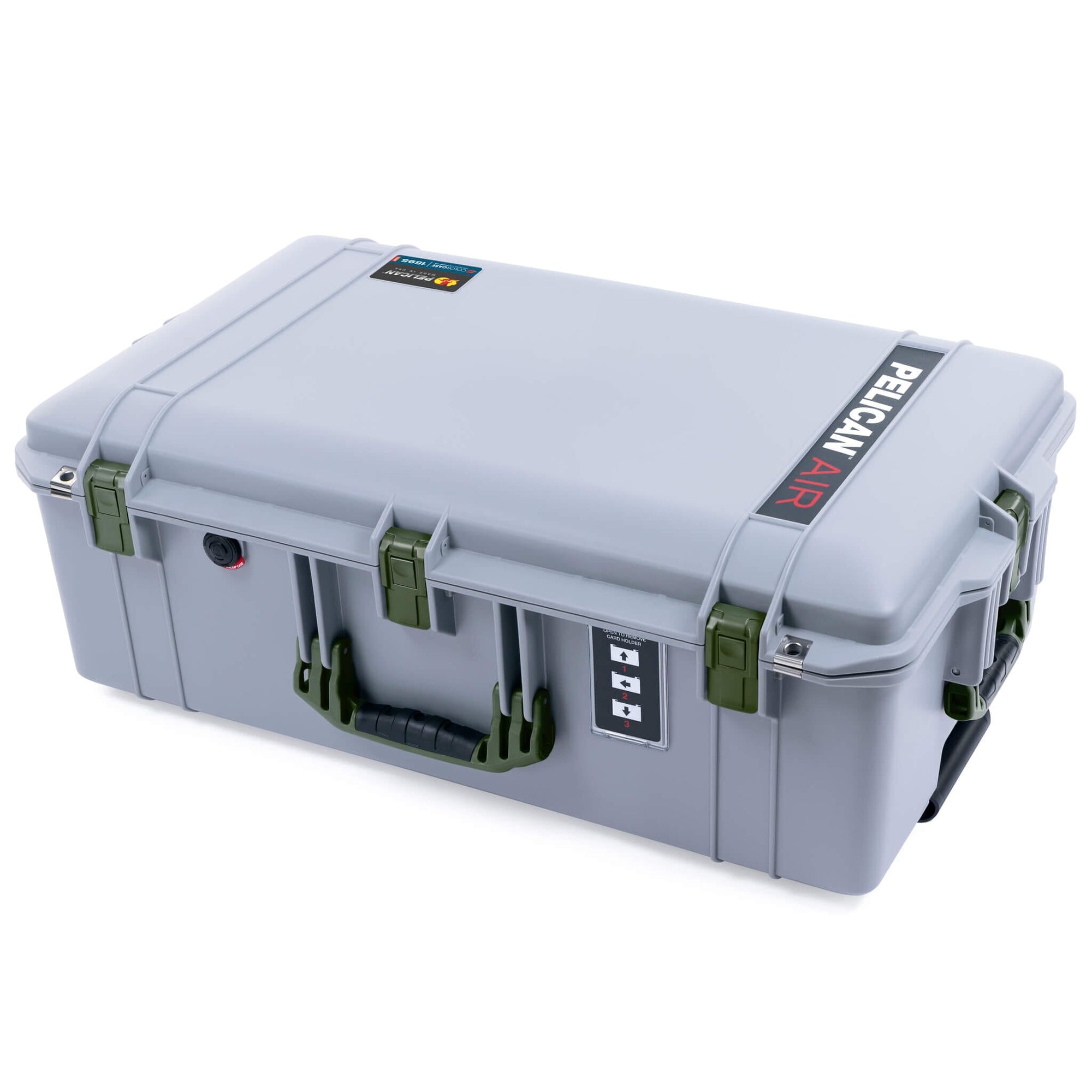 Pelican 1595 Air Case, Silver with OD Green Handles & Latches ColorCase 