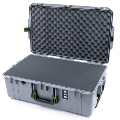 Pelican 1595 Air Case, Silver with OD Green Handles & Latches Pick & Pluck Foam with Convoluted Lid Foam ColorCase 015950-0001-180-131
