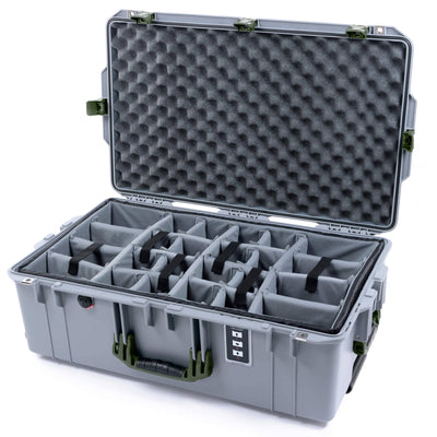Pelican 1595 Air Case, Silver with OD Green Handles & Latches Gray Padded Microfiber Dividers with Convoluted Lid Foam ColorCase 015950-0070-180-131