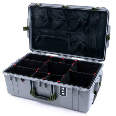 Pelican 1595 Air Case, Silver with OD Green Handles & Latches TrekPak Divider System with Mesh Lid Organizer ColorCase 015950-0120-180-131