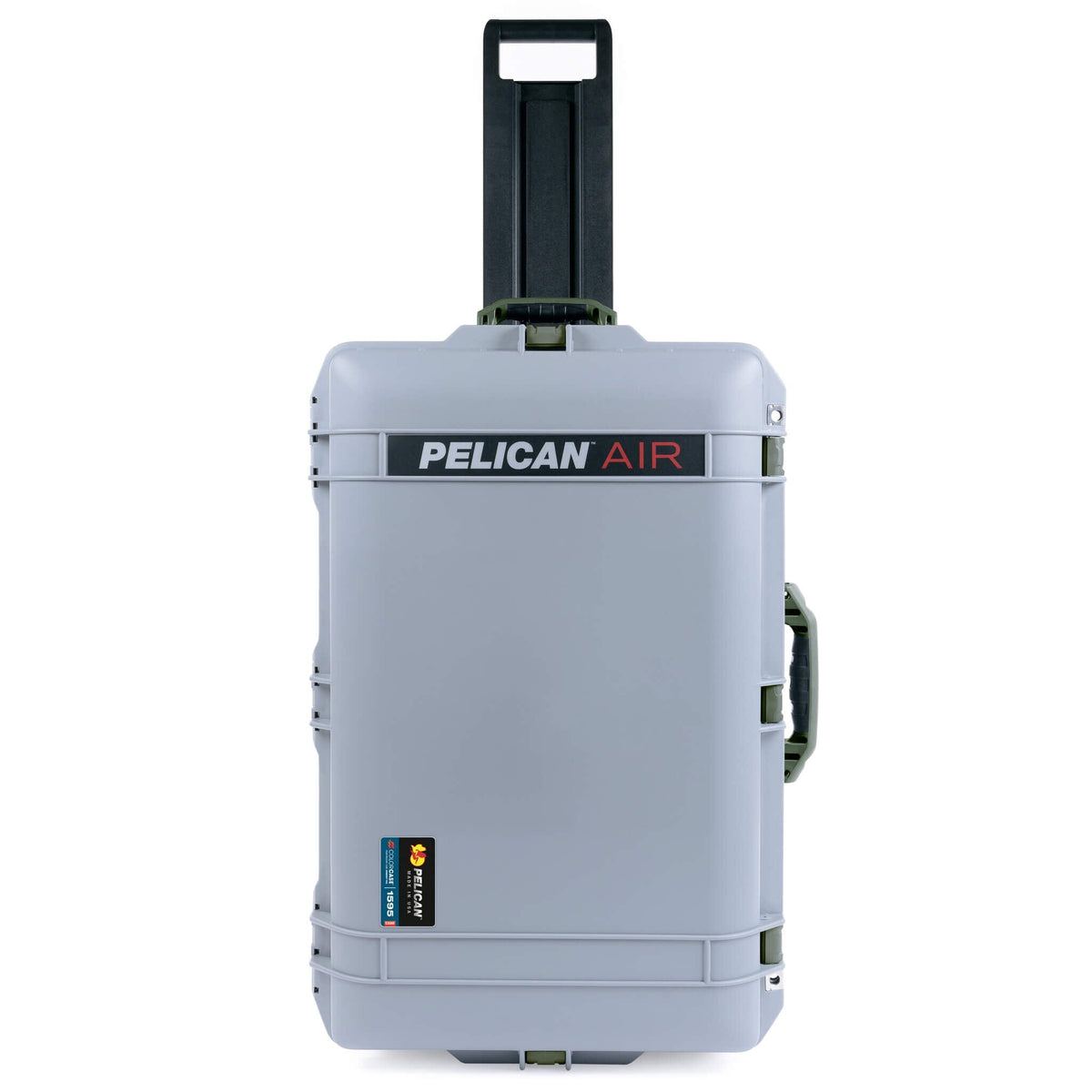 Pelican 1595 Air Case, Silver with OD Green Handles &amp; Latches ColorCase 