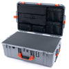 Pelican 1595 Air Case, Silver with Orange Handles & Push-Button Latches Pick & Pluck Foam with Laptop Computer Lid Pouch ColorCase 015950-0201-180-150