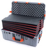Pelican 1595 Air Case, Silver with Orange Handles & Push-Button Latches Custom Tool Kit (6 Foam Inserts with Convoluted Lid Foam) ColorCase 015950-0060-180-150