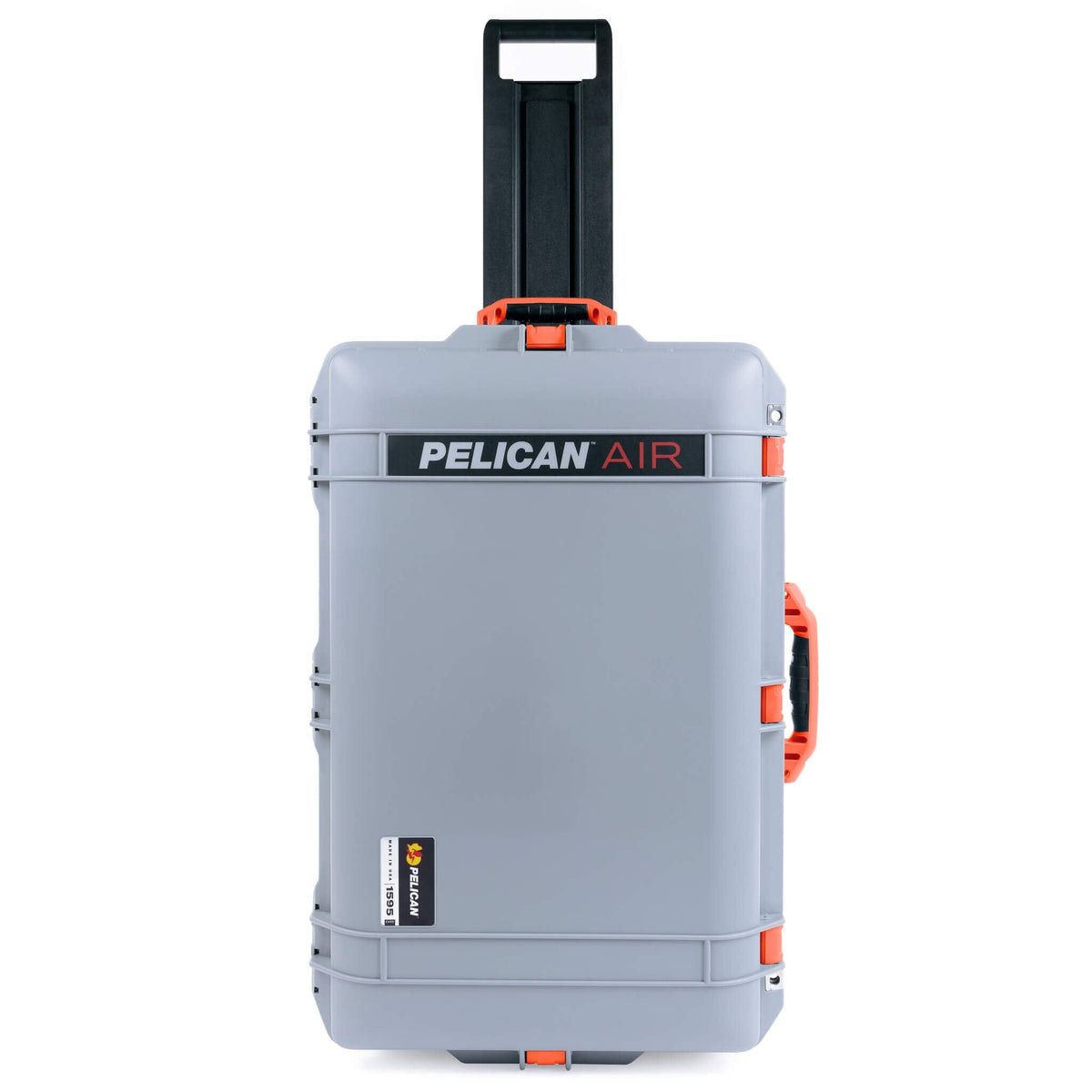 Pelican 1595 Air Case, Silver with Orange Handles &amp; Push-Button Latches ColorCase 