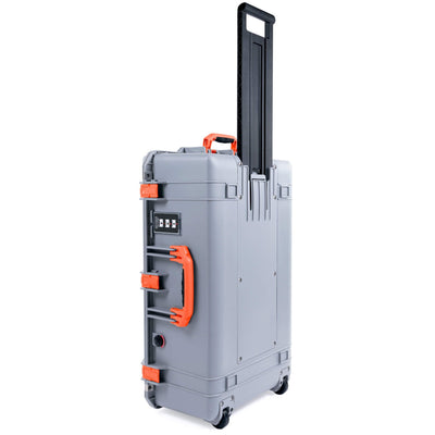 Pelican 1595 Air Case, Silver with Orange Handles & Push-Button Latches ColorCase