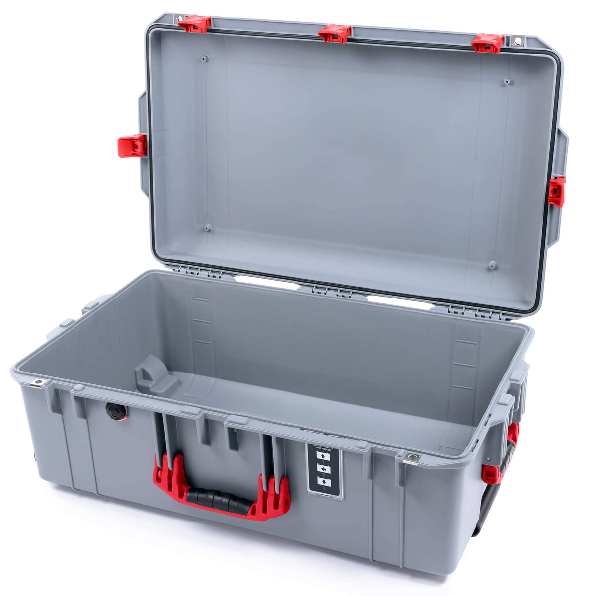 Pelican 1595 Air Case, Silver with Red Handles &amp; Push-Button Latches None (Case Only) ColorCase 015950-0000-180-321
