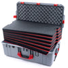 Pelican 1595 Air Case, Silver with Red Handles & Push-Button Latches Custom Tool Kit (6 Foam Inserts with Convoluted Lid Foam) ColorCase 015950-0060-180-321
