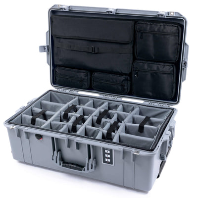 Pelican 1595 Air Case, Silver Gray Padded Microfiber Dividers with Laptop Computer Lid Pouch ColorCase 015950-0270-180-180