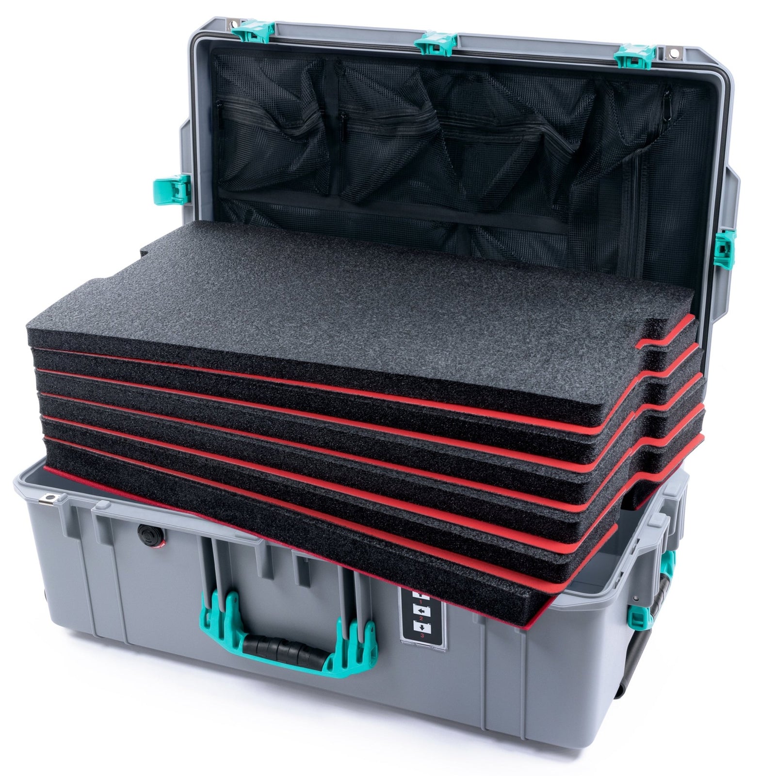 Pelican 1595 Air Case - Silver & Teal - DIY Tool Foam Kit / Lid Organizer