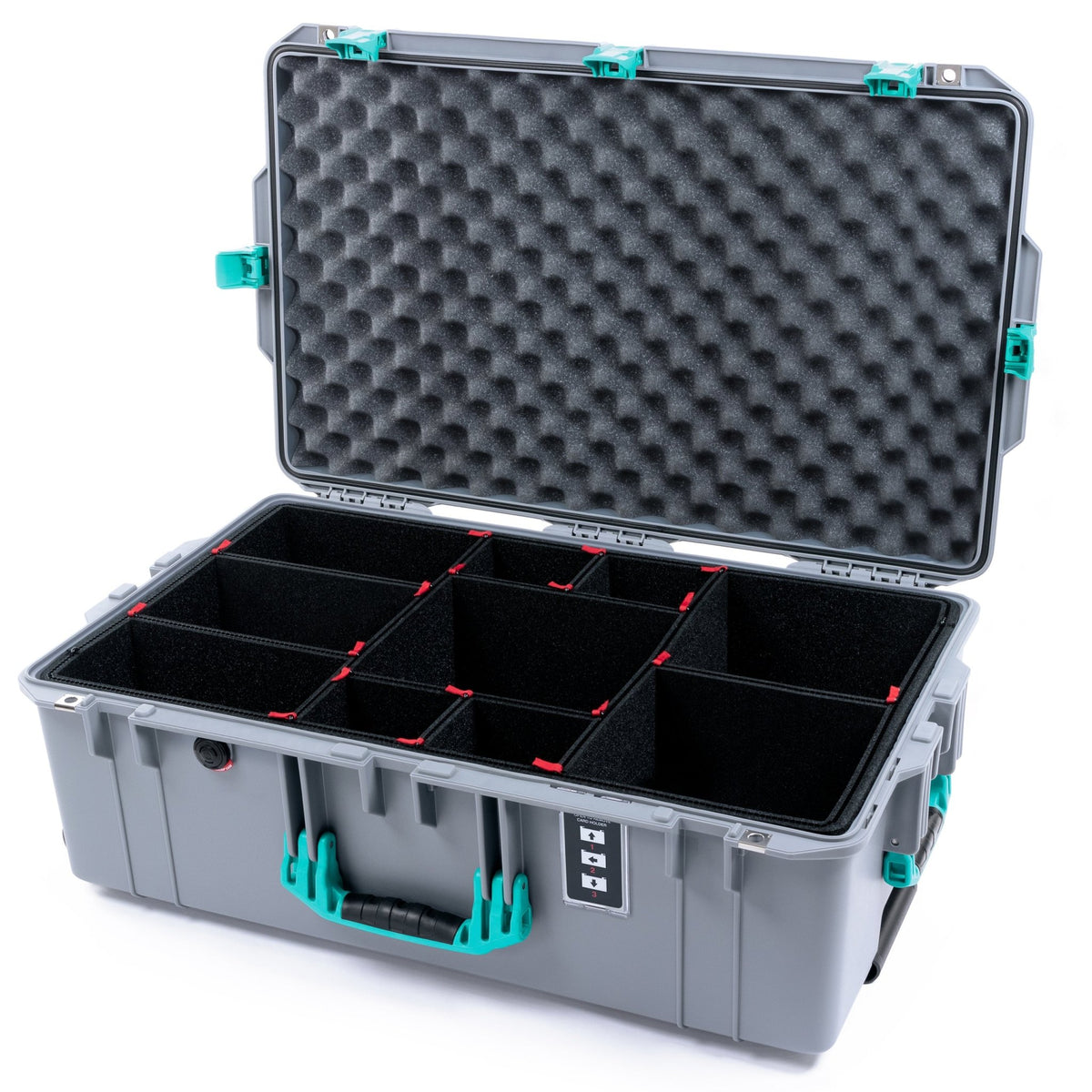 Pelican 1595 Air Case - Silver & Teal - TrekPak Divider System / Lid Foam