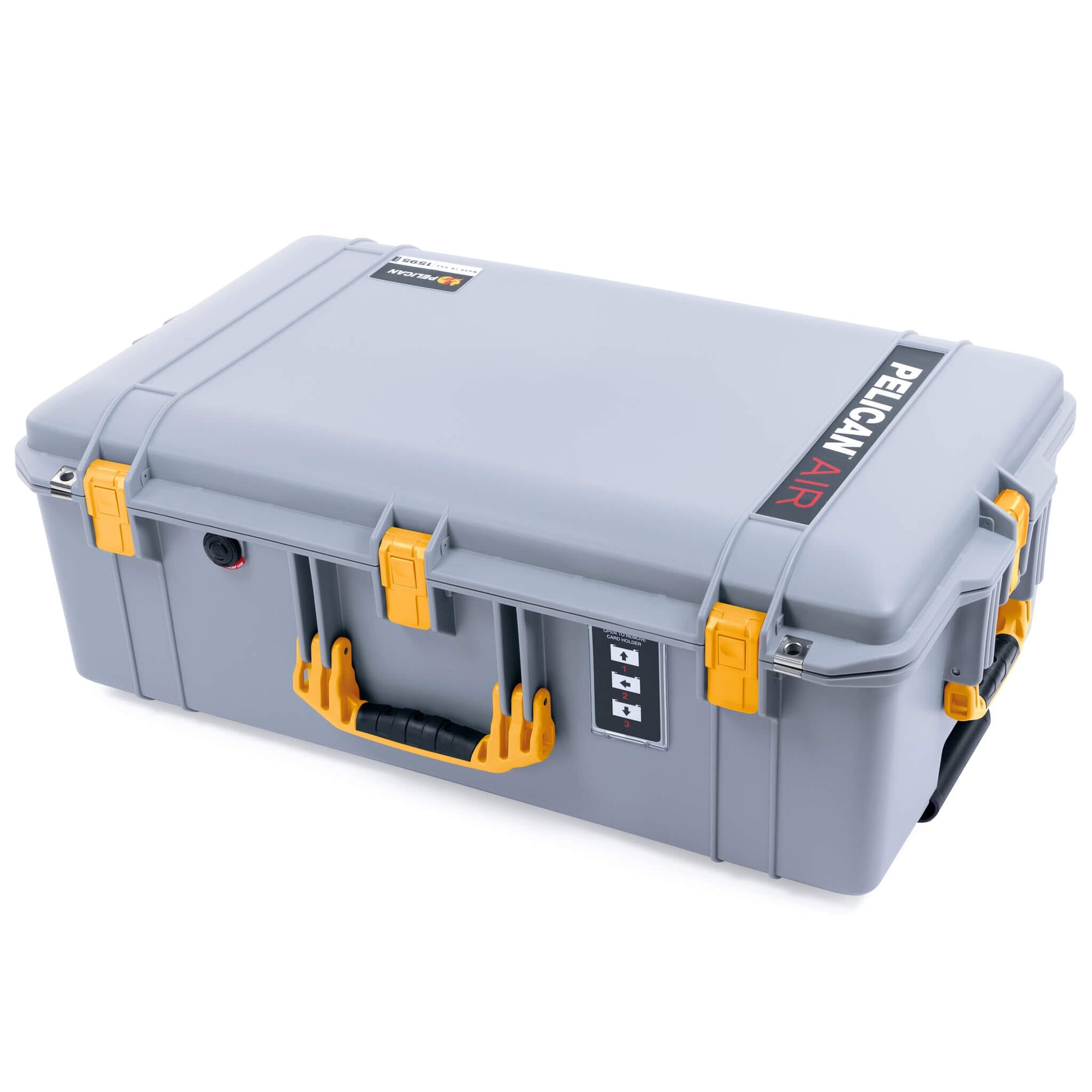 Pelican 1595 Air Case, Silver with Yellow Handles & Push-Button Latches ColorCase 