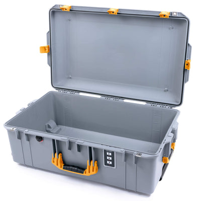 Pelican 1595 Air Case, Silver with Yellow Handles & Push-Button Latches None (Case Only) ColorCase 015950-0000-180-240
