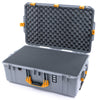 Pelican 1595 Air Case, Silver with Yellow Handles & Push-Button Latches Pick & Pluck Foam with Convoluted Lid Foam ColorCase 015950-0001-180-240