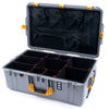 Pelican 1595 Air Case, Silver with Yellow Handles & Push-Button Latches TrekPak Divider System with Mesh Lid Organizer ColorCase 015950-0180-180-240